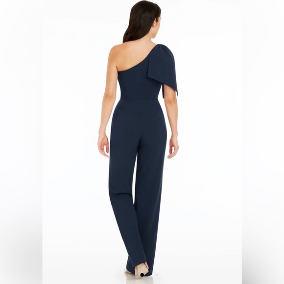 DRESS THE POPULATION Tiffany Jumpsuit one shoulder midnight navy blue XXL NWT - Picture 3 of 7